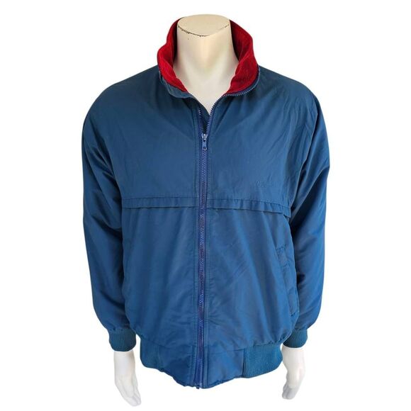 Vintage Cabela’s Men’s Large Blue Nylon Jacket Red Fleece Lining Canada hunting - Picture 1 of 11